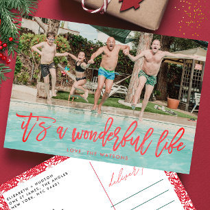 Cartes Pour Fêtes Annuelles C'est une Vie merveilleuse Noël Rouge