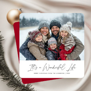 Cartes Pour Fêtes Annuelles C'est une vie merveilleuse Rouge Noël Famille Phot