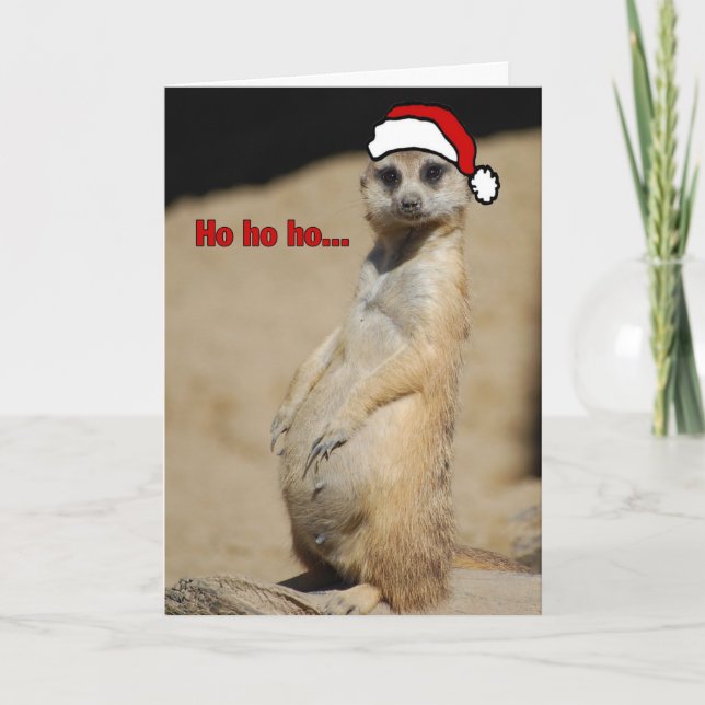 Cartes Pour Fêtes Annuelles Cette femme enceinte Meerkat Père Noël Momma (Devant)