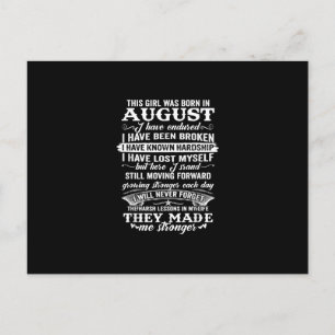 Cartes Pour Fêtes Annuelles Cette Fille Est Née En Août Cadeau Anniversaire