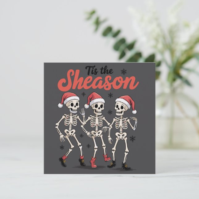 Cartes Pour Fêtes Annuelles Cette saison de Noël Danse Squelette Famille  (Debout devant)