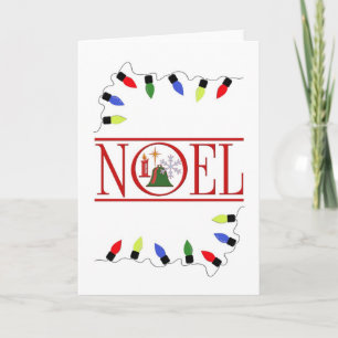 Cartes Pour Fêtes Annuelles chaîne de lumières NOEL rétro