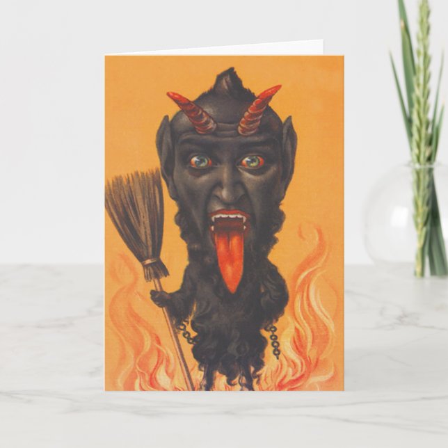 Cartes Pour Fêtes Annuelles Chaînes d'enfer Krampus Broom (Devant)