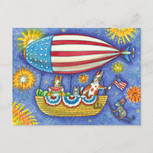 CARTES POUR FÊTES ANNUELLES CHAÎNES ET SOURIS HISS N'FITZ EN 4 JUILLET ZEPPELI