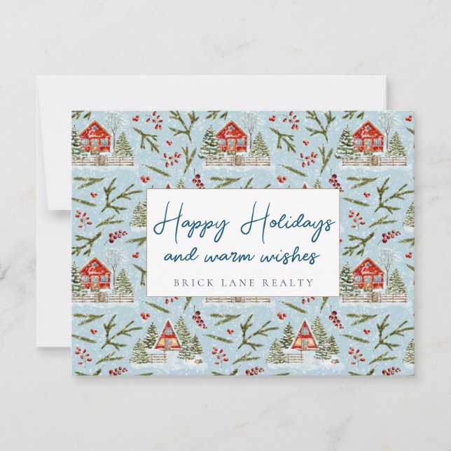 Cartes Pour Fêtes Annuelles Chalet Cosy de Fêtes Joyeux Noël Immobilier (Devant)