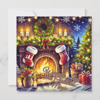 Cartes Pour Fêtes Annuelles Chaleur, joie, et Noël Magie Salutation de Noël
