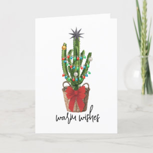 Cartes Pour Fêtes Annuelles Chaleureux Aquarelle Cactus Maison Noël