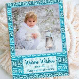 Cartes Pour Fêtes Annuelles Chaleureux Bleu Nordique Flambeau de neige Photo
