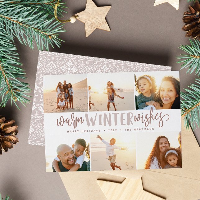 Cartes Pour Fêtes Annuelles Chaleureux désir d'hiver | Collage de photos (Créateur téléchargé)