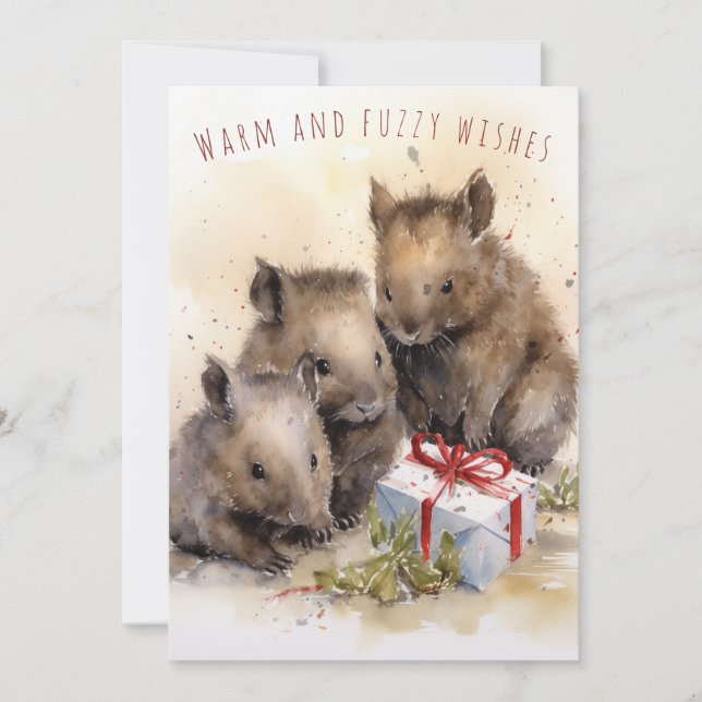 Cartes Pour Fêtes Annuelles Chaleureux et Fuzzy Wombat Christmas Card (Devant)