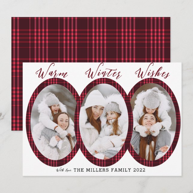 Cartes Pour Fêtes Annuelles Chaleureux hiver Wives 3 Photo Collage (Devant / Derrière)