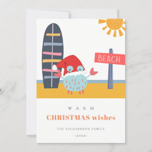 Cartes Pour Fêtes Annuelles Chaleureux Noël en Juillet Plage Sable Crabe