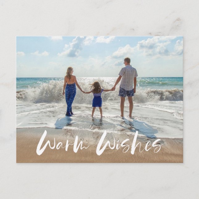 Cartes Pour Fêtes Annuelles Chaleureux Plage Côtière Familiale Photo (Devant)