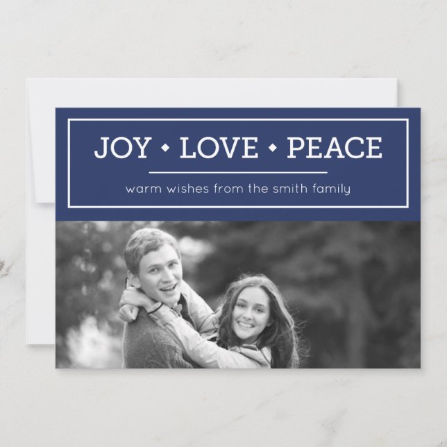 Cartes Pour Fêtes Annuelles Chaleureux Souhaits Jove Love Peace Blue Holiday P (Devant)