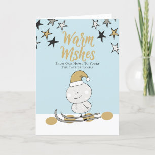 Cartes Pour Fêtes Annuelles Chaleureux souhaits Skier personnalisé Noël