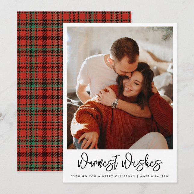Cartes Pour Fêtes Annuelles Chaleureux voeux Couple Photo Noël (Devant / Derrière)