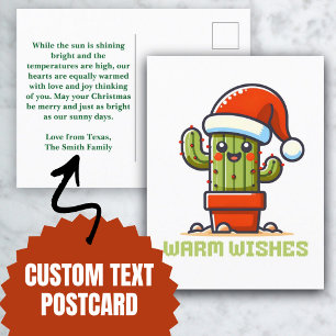Cartes Pour Fêtes Annuelles Chaleureux voeux mignon Père Noël Christmas Cactus
