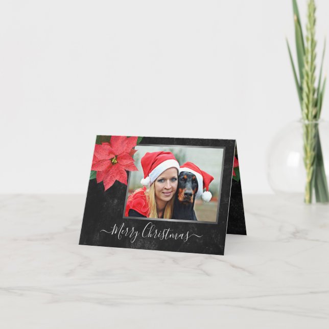 Cartes Pour Fêtes Annuelles Chalkboard Botanique Joyeux Noël Photo (Devant)