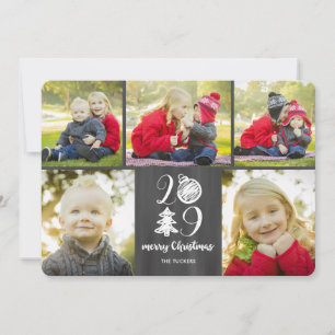 Cartes Pour Fêtes Annuelles Chalkboard Doodle Christmas 2019 Photo Collage