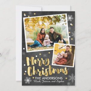 Cartes Pour Fêtes Annuelles Chalkboard Gold Snow