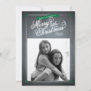 Cartes Pour Fêtes Annuelles Chalkboard Green Mistletoe Photo Card