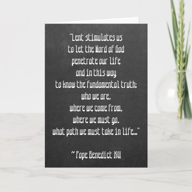 Cartes Pour Fêtes Annuelles Chalkboard Lent Signifiant Pape Benoît XVI Pâques (Devant)