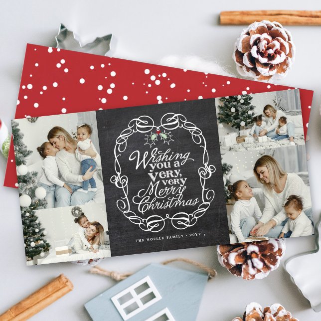 Cartes Pour Fêtes Annuelles Chalkboard Mistletos Script Joyeux Noël Photo (Créateur téléchargé)