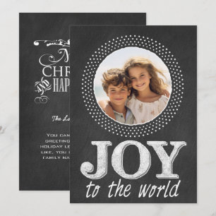 Cartes Pour Fêtes Annuelles Chalkboard Noël typographie Photo Joy World
