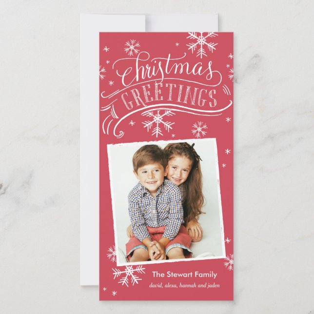 Cartes Pour Fêtes Annuelles Chalkboard Salutations 1 photo Fête de Snowflake R (Devant)