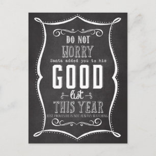 Cartes Pour Fêtes Annuelles Chalkboard Santa's Good List Christmas Funny