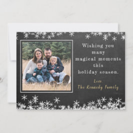 Cartes Pour Fêtes Annuelles Chalkboard Snowflake Family Photo Noël