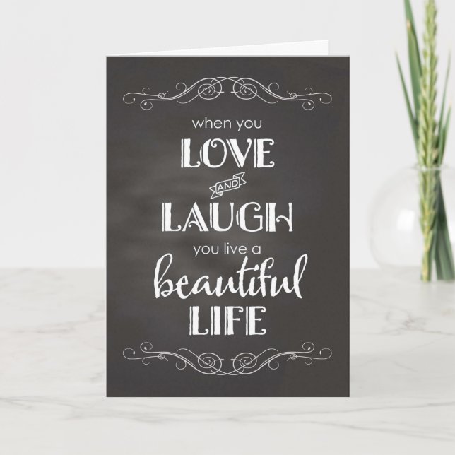 Cartes Pour Fêtes Annuelles Chalkboard - Valentines Aimer, Rire, Belle Vie (Devant)