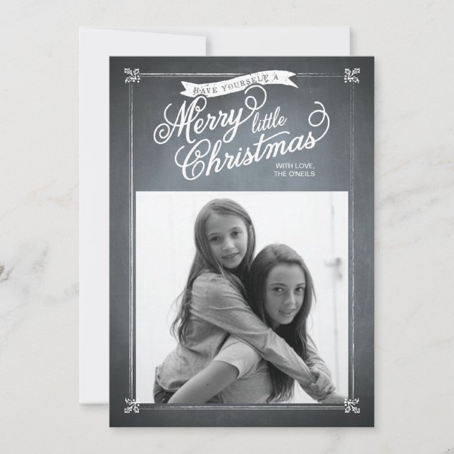 Cartes Pour Fêtes Annuelles Chalkboard White Mistletoe Photo Card (Devant)