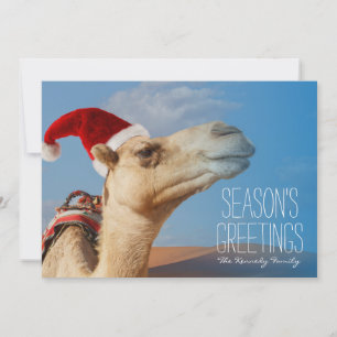Cartes Pour Fêtes Annuelles chameau avec chapeau de noël
