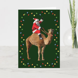 Cartes Pour Fêtes Annuelles Chameau de jour et Père Noël Joyeux Noël Card