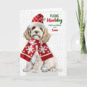 Cartes Pour Fêtes Annuelles Champagne Cockapoo Drôles Puces Navidog avec nom