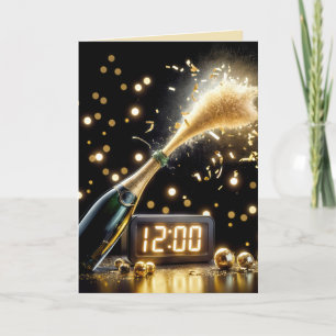Cartes Pour Fêtes Annuelles Champagne Et Horloge Du Nouvel An