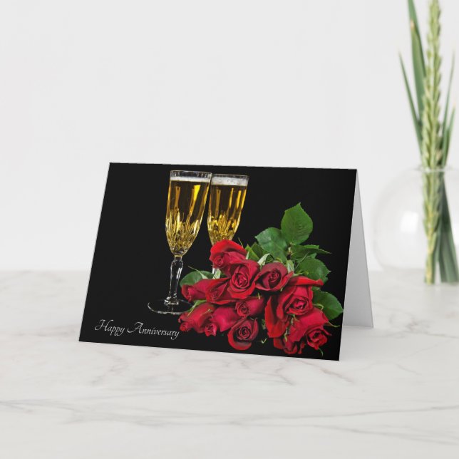 Cartes Pour Fêtes Annuelles Champagne et rose (Devant)