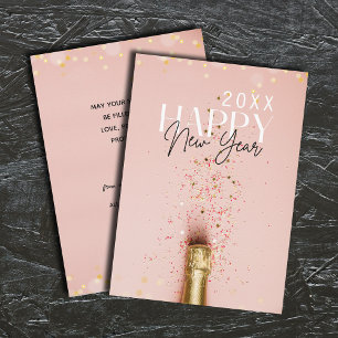 Cartes Pour Fêtes Annuelles Champagne rose Bonne année Salutation