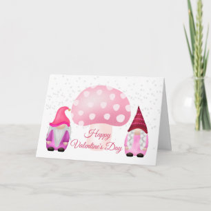 Cartes Pour Fêtes Annuelles Champagne rose Gnome Valentine