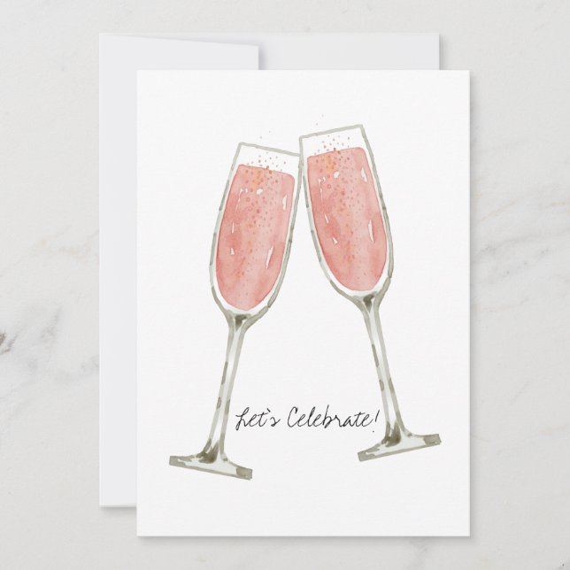 Cartes Pour Fêtes Annuelles Champagne Rose Personnalisée (Devant)