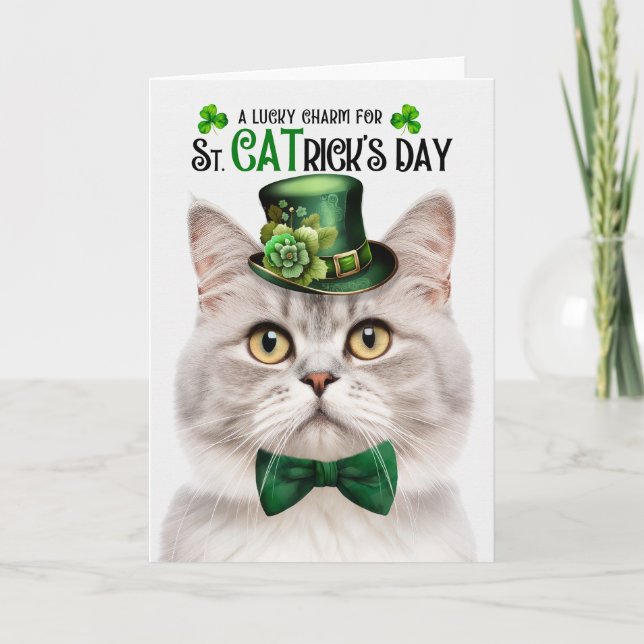Cartes Pour Fêtes Annuelles Champagne Tabby Chat St CATrick's Day Charmant (Devant)