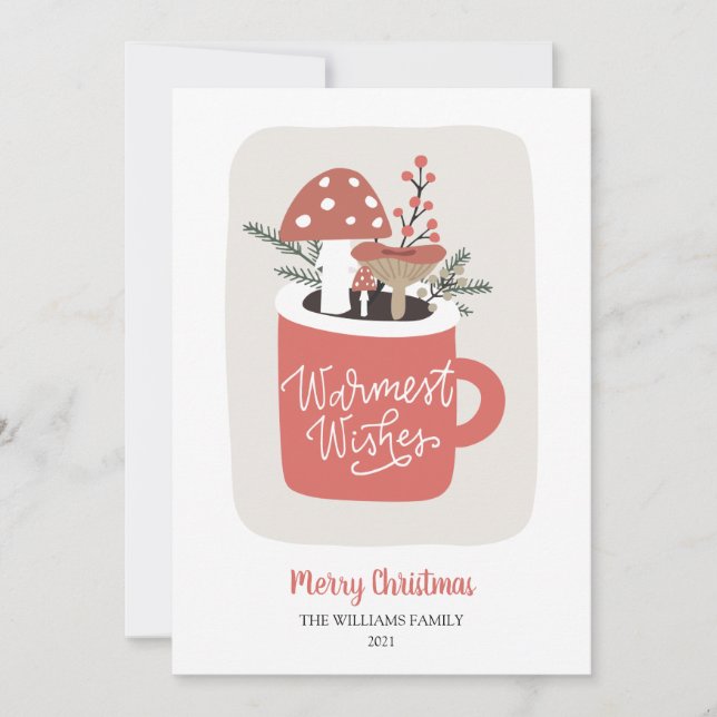 Cartes Pour Fêtes Annuelles Champignons Chaleurs Noël (Devant)
