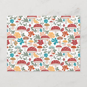 Cartes Pour Fêtes Annuelles Champignons et fleurs du milieu du siècle moderne 