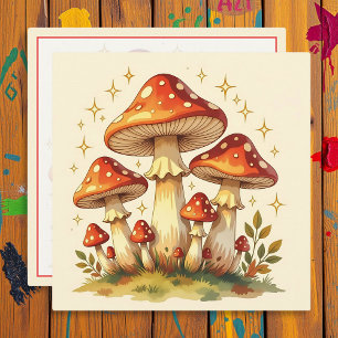 Cartes Pour Fêtes Annuelles Champignons Rétro Couleurs Vintage