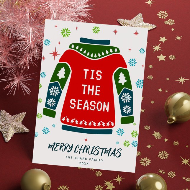 Cartes Pour Fêtes Annuelles Chandail de Noël moderne coloré non photo (Modern Colorful Non Photo Christmas Sweater Holiday Card)