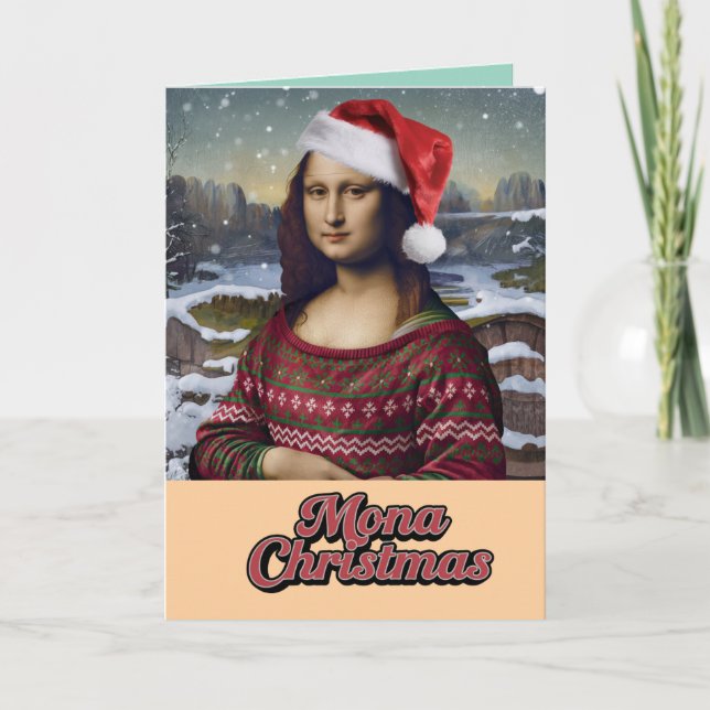 Cartes Pour Fêtes Annuelles Chandail de Noël Mona Lisa (Devant)
