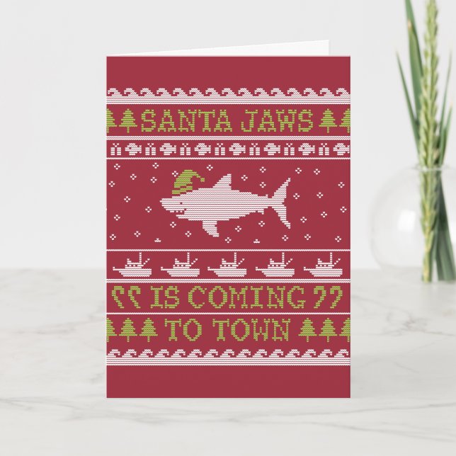 Cartes Pour Fêtes Annuelles Chandail de vacances pour requin père Noël (Devant)