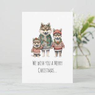 Cartes Pour Fêtes Annuelles Chandail portant la famille Wolf