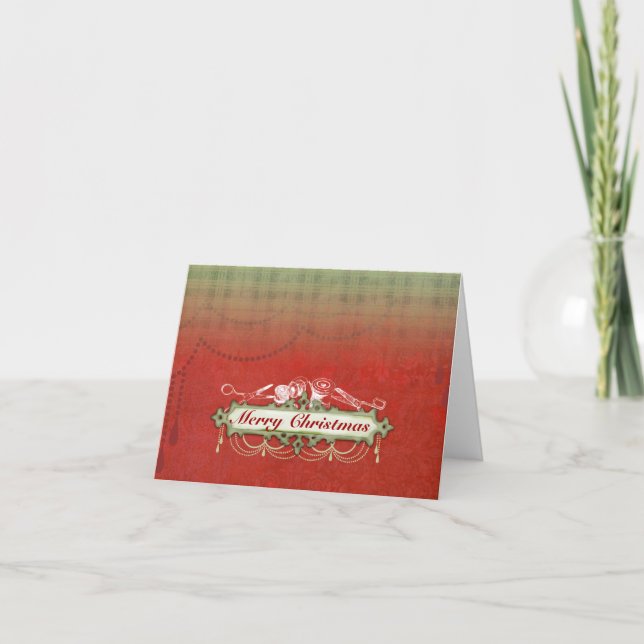 Cartes Pour Fêtes Annuelles Chandelier chic Shabby vacances de Noël couture (Devant)